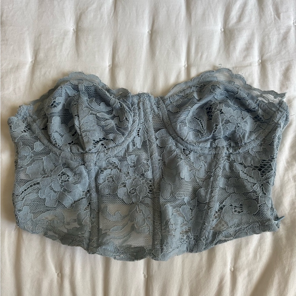 Kendall & Kylie Lace Bandeau in Soft Blue
